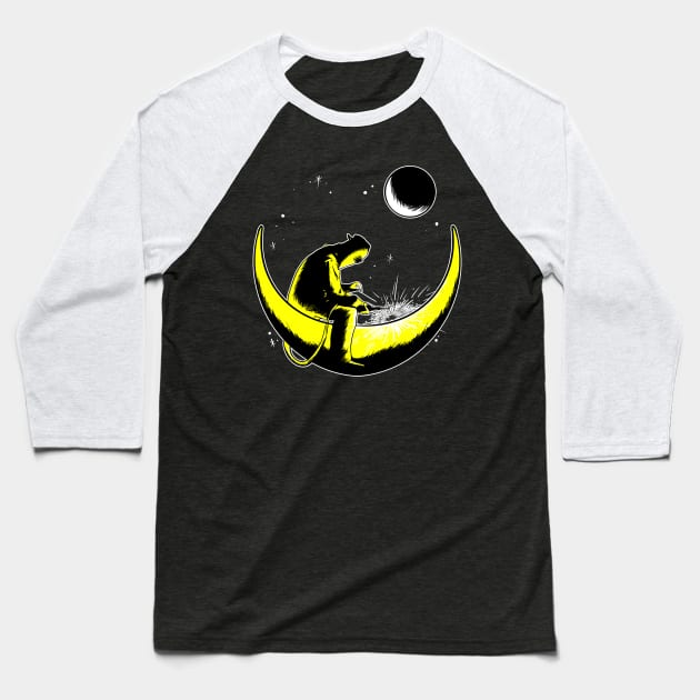 Welder Neon Moon Baseball T-Shirt by damnoverload